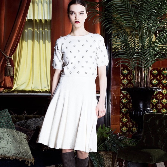 Alice + Olivia Sweaters - Alice + Olivia Bay Pearl Rhinestone Crop Sweater